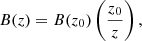 Mathematical equation: $$ \begin{aligned} B(z)=B(z_{0})\left(\frac{z_{0}}{z}\right), \end{aligned} $$