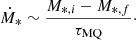 Mathematical equation: $$ \begin{aligned} \dot{M}_{*}\sim \frac{M_{*,i}-M_{*,f}}{\tau _{\mathrm{MQ} }}\cdot \end{aligned} $$