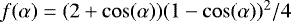 Mathematical equation: $f(\alpha)=(2+\cos(\alpha))(1-\cos(\alpha))^2/4$