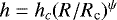 Mathematical equation: $h = h_c (R/{R_{\textrm{c}}})^{\psi}$