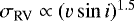 Mathematical equation: $\sigma_{\textrm{RV}} \propto (v \sin i)^{1.5}$