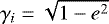 Mathematical equation: $\gamma_{i} = \sqrt{1-e^{2}}$