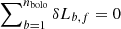 Mathematical equation: $ \sum\nolimits_{b=1}^{n_{\mathrm{bolo}}} \delta L_{b,f} = 0 $
