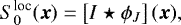 Mathematical equation: \begin{equation*} S^{\text{loc}}_0 (\boldsymbol x)= \left[ I \star \phi_J \right] (\boldsymbol x), \end{equation*}