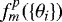 Mathematical equation: $f^{p}_m (\{\theta_i\})$