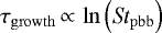 Mathematical equation: $\tau_{\mathrm{growth}}\,{\propto}\,\ln{\left(\textit{St}_{\mathrm{pbb}}\right)}$