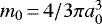 Mathematical equation: $m_0\,{=}\,4/3 \pi a_{\mathrm{0}}^3$