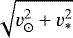 Mathematical equation: $\sqrt{v^{2}_{\odot} + v^{2}_{\ast}}$