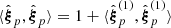 Mathematical equation: $ \langle \hat{\boldsymbol{\xi}}_p, \hat{\boldsymbol{\xi}}_p \rangle=1+\langle \hat{\boldsymbol{\xi}}_p^{(1)}, \hat{\boldsymbol{\xi}}_p^{(1)}\rangle $
