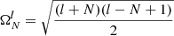 Mathematical equation: $$ \begin{aligned}&\Omega _N^l = \sqrt{\frac{(l+N)(l-N+1)}{2}} \end{aligned} $$