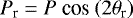 Mathematical equation: \begin{equation*} P_{\textrm{r}} = P~\textrm{cos}~(2 \theta_{\textrm{r}})~\end{equation*}