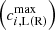 Mathematical equation: $ \left(c^\mathrm{max}_{i, {\rm L(R)}}\right) $