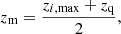 Mathematical equation: $$ \begin{aligned} z_{\rm m} = \frac{z_{i,\mathrm{max}}+z_{\rm q}}{2}, \end{aligned} $$
