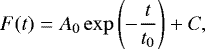 Mathematical equation: \begin{equation*} F(t) = A_0\exp\left(-\frac{t}{t_{0}}\right)+C,\end{equation*}