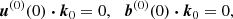 Mathematical equation: $$ \begin{aligned} \boldsymbol{u}^{(0)} (0) \boldsymbol{\cdot } \boldsymbol{k}_0 = 0, \ \, \ \boldsymbol{b}^{(0)} (0) \boldsymbol{\cdot } \boldsymbol{k}_0 = 0, \end{aligned} $$