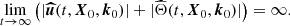 Mathematical equation: $$ \begin{aligned} \lim \limits _{t\rightarrow \infty } \left( |\boldsymbol{\widehat{u}} (t, \boldsymbol{X}_0, \boldsymbol{k}_0)| + |\widehat{\Theta } (t, \boldsymbol{X}_0, \boldsymbol{k}_0)| \right) = \infty . \end{aligned} $$