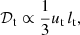 Mathematical equation: $$ \begin{aligned} \mathcal{D} _\mathrm{ t} \propto \frac{1}{3} u_\mathrm{ t} \, l_\mathrm{ t}, \end{aligned} $$