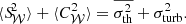 Mathematical equation: $$ \begin{aligned} \langle {S\!}_{\mathcal{W} }^2 \rangle + \langle C_{\mathcal{W} }^2 \rangle = \overline{\sigma _{\rm th}^2} + \sigma _{\rm turb}^2 . \end{aligned} $$