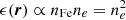 Mathematical equation: $ \epsilon({\boldsymbol{r}}) \propto n_{\rm Fe} n_e = n_e^2 $