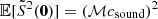 Mathematical equation: $ \mathbb{E}[\tilde{S}^2({\boldsymbol{0}})] = (\mathcal{M} c_{\mathrm{sound}})^2 $