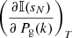 Mathematical equation: $ \left(\frac{\partial\mathbb{{I}}(s_{N})}{\partial\,P_{\mathrm{g}}(k)}\right)_{T} $