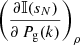 Mathematical equation: $ \left(\frac{\partial\mathbb{{I}}(s_{N})}{\partial\,P_{\mathrm{g}}(k)}\right)_{\rho} $