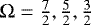 Mathematical equation: $\Omega=\frac{7}{2},\frac{5}{2},\frac{3}{2}$