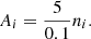 Mathematical equation: $$ \begin{aligned} A_i = \frac{5}{0.1}n_i. \end{aligned} $$