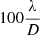 Mathematical equation: $ 100\frac{\lambda}{D} $