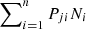 Mathematical equation: $ \sum\nolimits_{i=1}^{n} P_{ji} N_i $