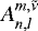Mathematical equation: ${A_{{n},{l}}^{{m},{\tilde{\nu}}}}$