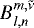 Mathematical equation: ${B_{{l},{n}}^{{m},{\tilde{\nu}}}}$