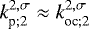 Mathematical equation: ${{{k}_{{\textrm{p}}; {2}}^{2,\sigma}}} \approx {{{k}_{{\textrm{oc}}; {2}}^{2,\sigma}}}$