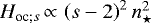 Mathematical equation: $ H_{\textrm{oc} ; s}\,{\propto}\,\left (s - 2 \right)^2 n_{\star}^2 $