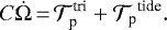 Mathematical equation: \begin{equation*} C \dot{\Omega}\,{=}\,\mathcal{T}_{\textrm{p}}^{\textrm{tri}} + {\mathcal{T}_{\textrm{p}}}^{\textrm{tide}}.\end{equation*}