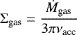 Mathematical equation: \begin{equation*}\Sigma_{\textrm{gas}}=\frac{\dot{M}_{\textrm{gas}}}{3\pi \nu_{\textrm{acc}}} \end{equation*}