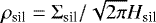 Mathematical equation: $\rho_{\textrm{sil}}=\Sigma_{\textrm{sil}}/\sqrt{2\pi}H_{\textrm{sil}}$