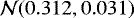 Mathematical equation: $\mathcal{N}(0.312,0.031)$
