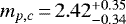 Mathematical equation: $m_{p,c}\,{=}\,2.42^{+0.35}_{-0.34}$