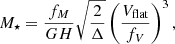 Mathematical equation: $$ \begin{aligned}&M_\star = \frac{f_M}{GH}\sqrt{\frac{2}{\Delta }} \left(\frac{V_{\rm flat}}{f_V}\right)^3, \end{aligned} $$