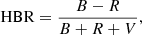 Mathematical equation: $$ \begin{aligned} \mathrm{HBR} = \frac{B-R}{B+R+V}, \end{aligned} $$