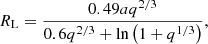 Mathematical equation: $$ \begin{aligned} R_{\rm L} = \dfrac{0.49 a q^{2/3}}{0.6 q^{2/3} + \ln \left( 1 + q^{1/3} \right)}, \end{aligned} $$