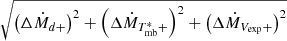 $ \sqrt{\left({\Delta{\dot{M}_{d+}}}\right)^{2} + \left({\Delta{\dot{M}_{T^{\ast}_{\mathrm{mb}}+}}}\right)^{2} + \left({\Delta{\dot{M}_{V_{\mathrm{exp}}+}}}\right)^{2}} $