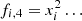 Mathematical equation: $ f_{i,4}=x_{i}^{2} \ldots $