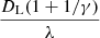 Mathematical equation: $ \frac{D_{\mathrm{L}} (1+ 1/\gamma) }{\lambda} $