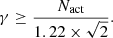 Mathematical equation: $$ \begin{aligned} \gamma \ge \frac{N_{\rm act}}{1.22 \times \sqrt{2}}. \end{aligned} $$