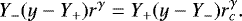 \begin{equation*} Y_-(y-Y_+)r^{\gamma}=Y_+(y-Y_-)r_c^{\gamma} .\end{equation*}