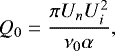 \begin{equation*} Q_0=\dfrac{\pi U_n U_i^2}{\nu_0 \alpha}, \end{equation*}