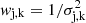 $ {w_{{\rm{j}},{\rm{k}}}} = 1/\sigma _{{\rm{j}},{\rm{k}}}^2 $