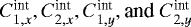 $C^{\textrm{int}}_{1,x}, C^{\textrm{int}}_{2,x}, C^{\textrm{int}}_{1,y}, \text{and } C^{\textrm{int}}_{2,y}$